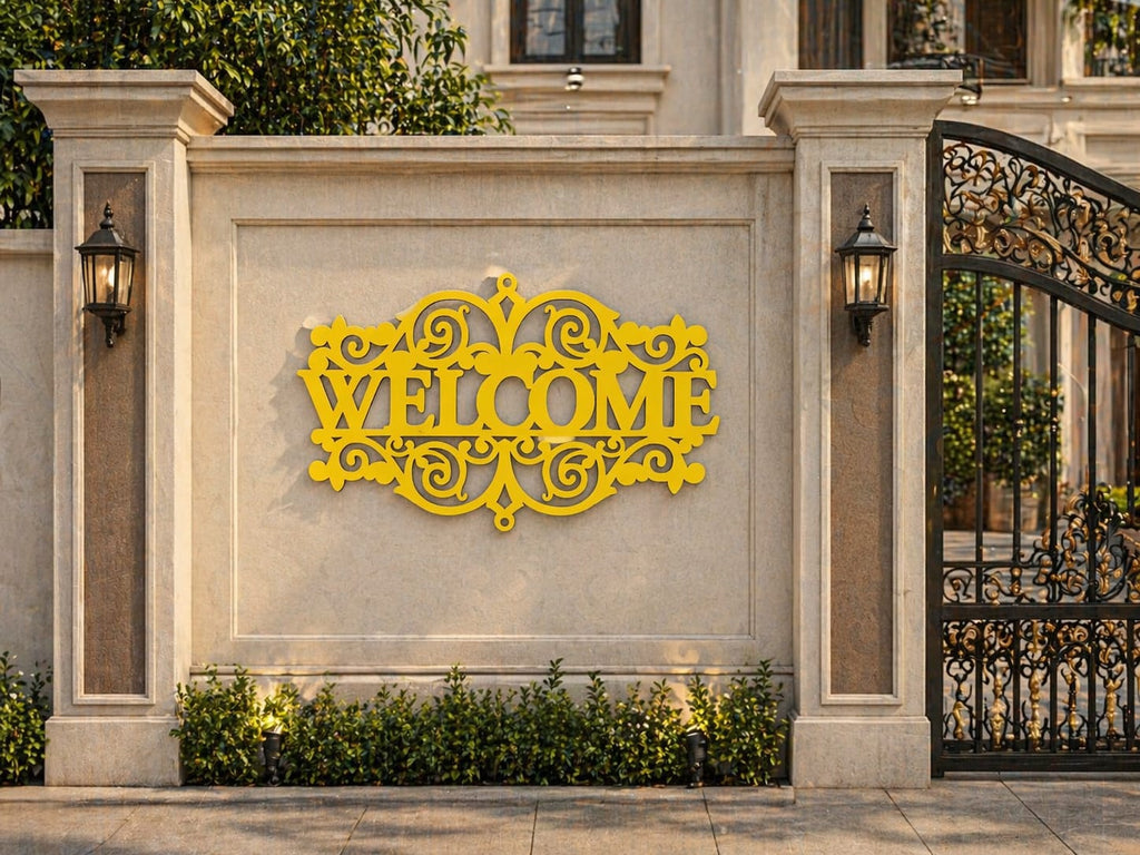 Elegant Metal Welcome Wall Hanging | Stylish Entrance Décor
