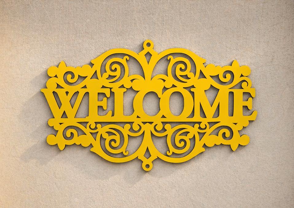 Elegant Metal Welcome Wall Hanging | Stylish Entrance Décor