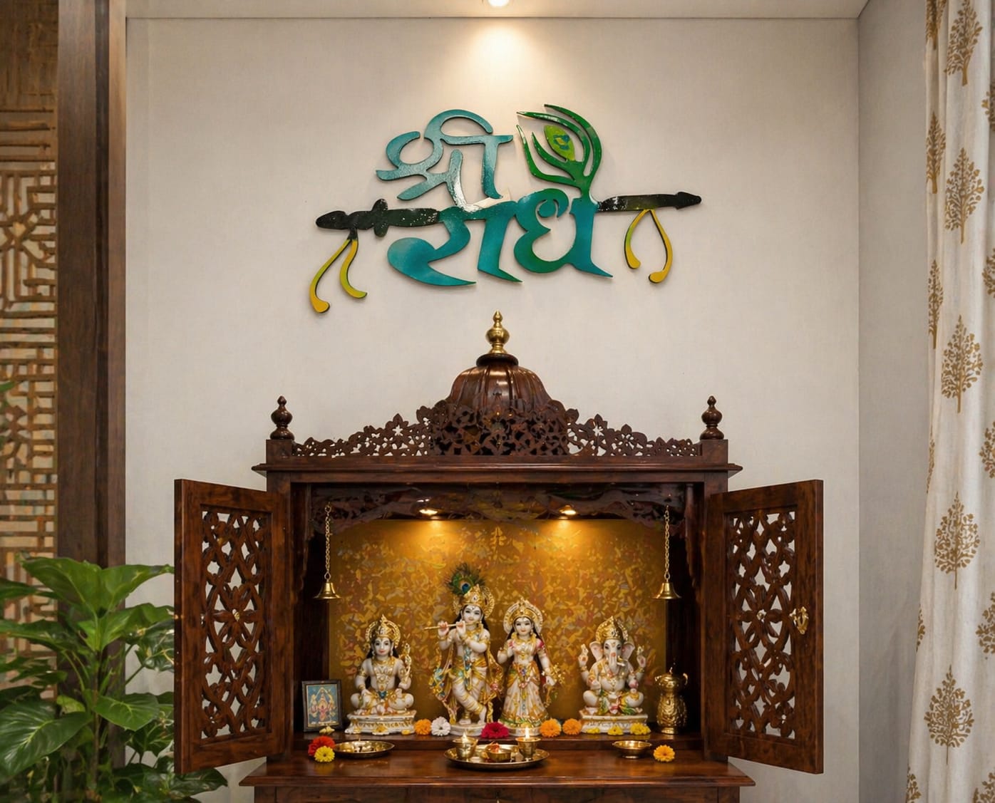 Shri Radhe Metal Wall Hanging | Krishna Spiritual Wall Décor