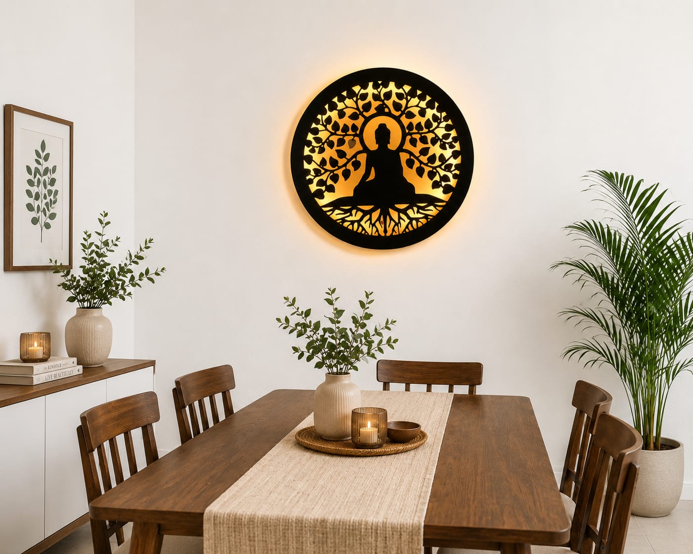 Modern Buddha Tree LED Wall Art