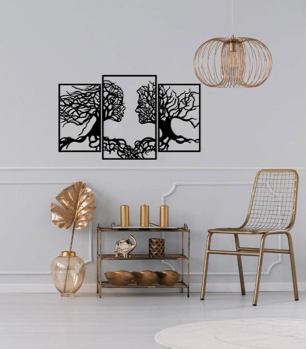 Wallcentre Metal Tree of Life 3 Panel Face Décor Wall Art Hanging