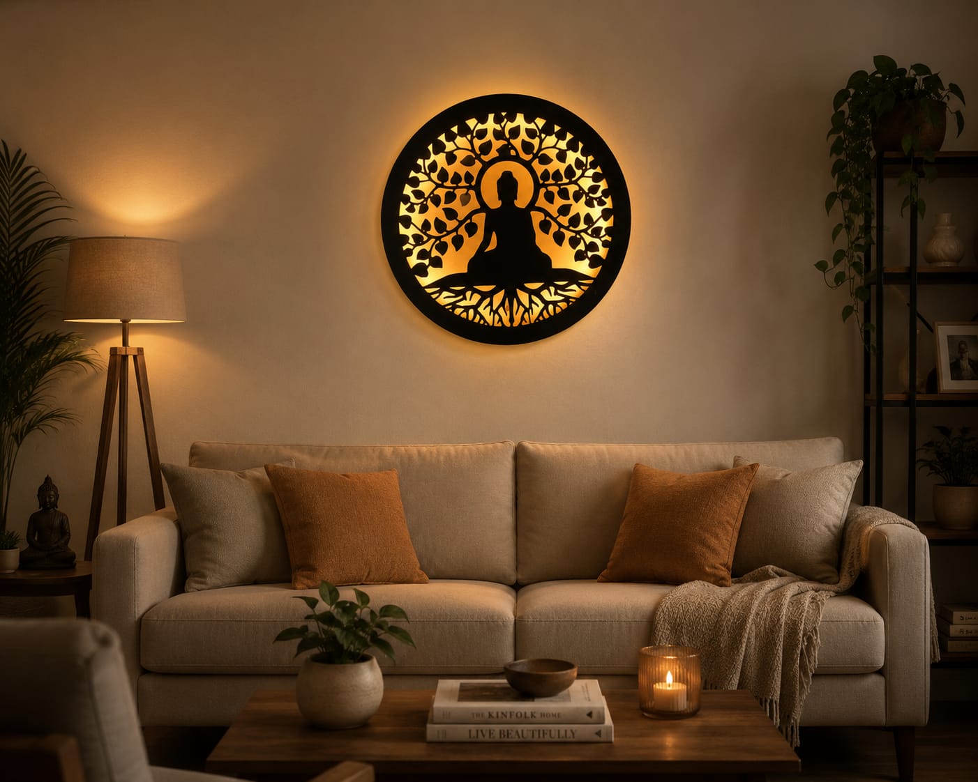 Modern Buddha Tree LED Wall Art
