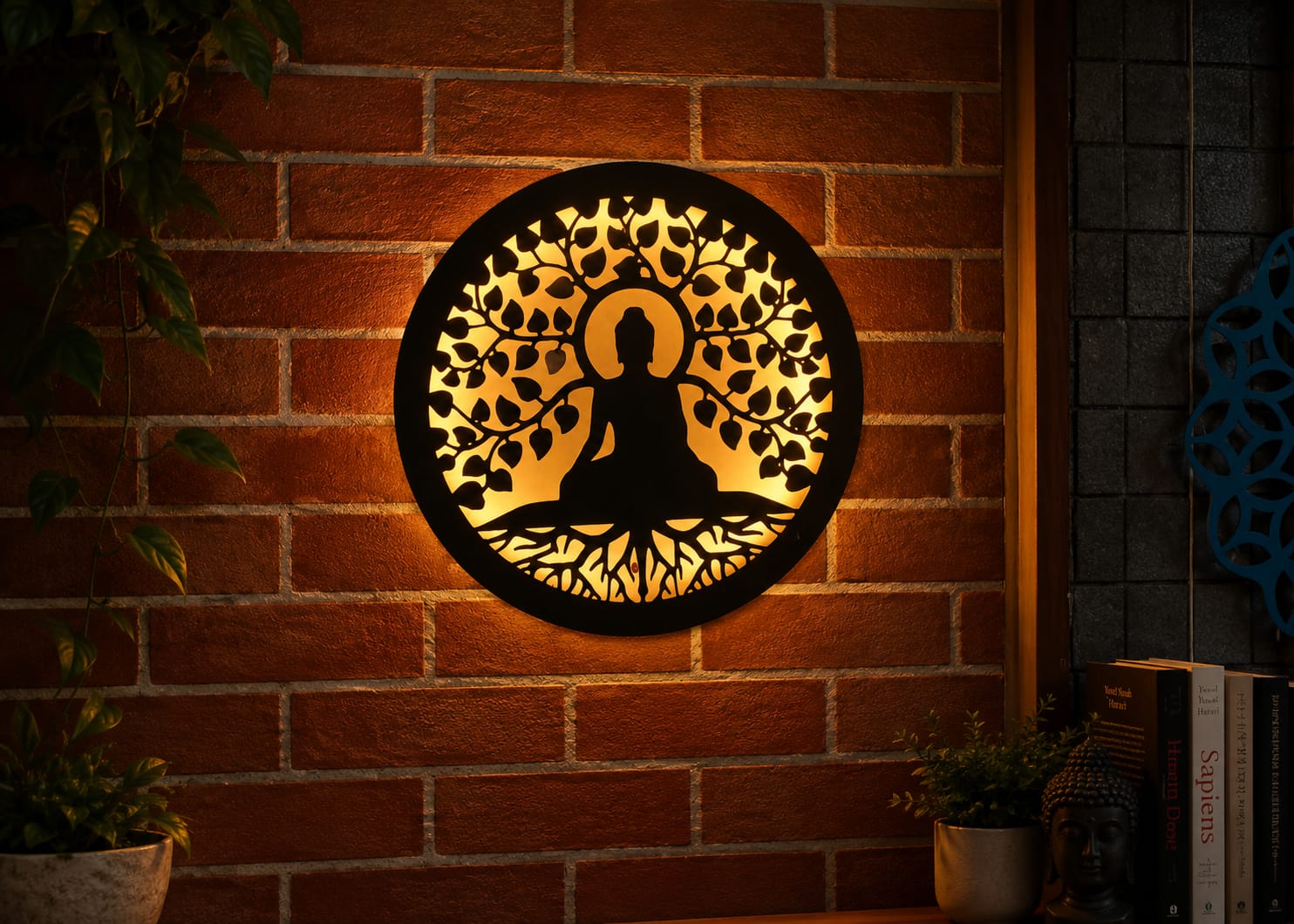 Modern Buddha Tree LED Wall Art