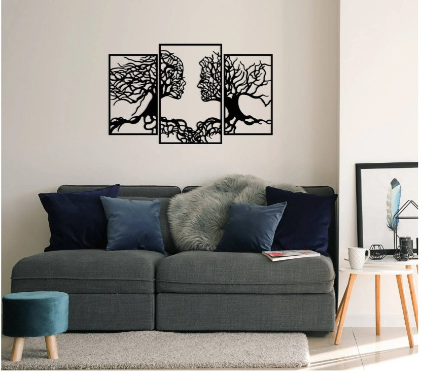 Wallcentre Metal Tree of Life 3 Panel Face Décor Wall Art Hanging
