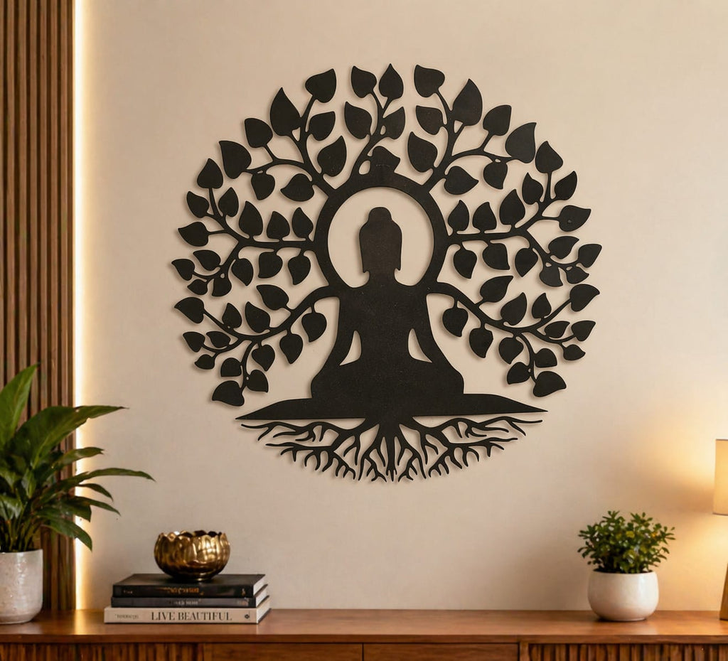Buddha Tree Metal Wall Art | Meditation Wall Hanging Décor for Home