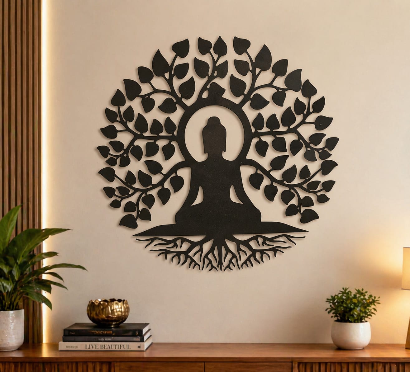 Buddha Tree Metal Wall Art | Meditation Wall Hanging Décor for Home