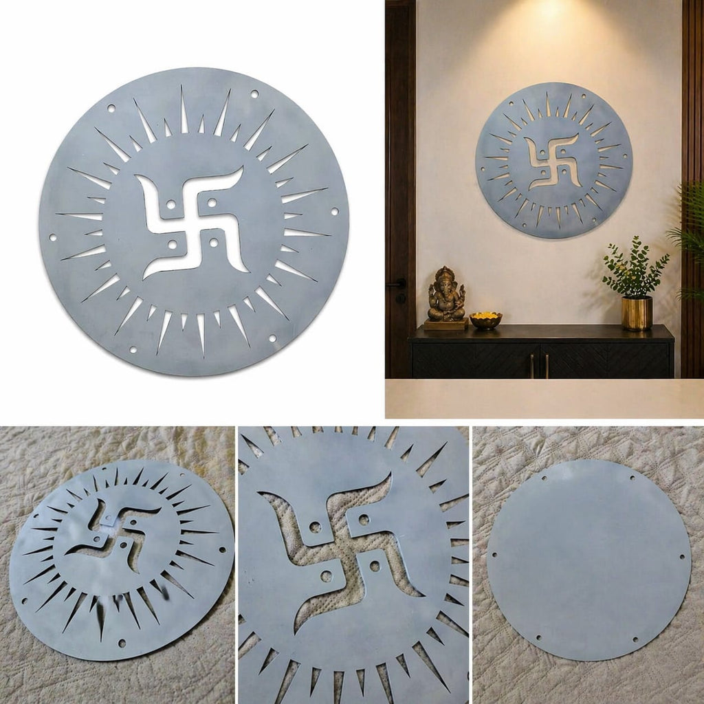 Metal Swastik Wall Hanging | Spiritual Vastu Décor for Home & Temple