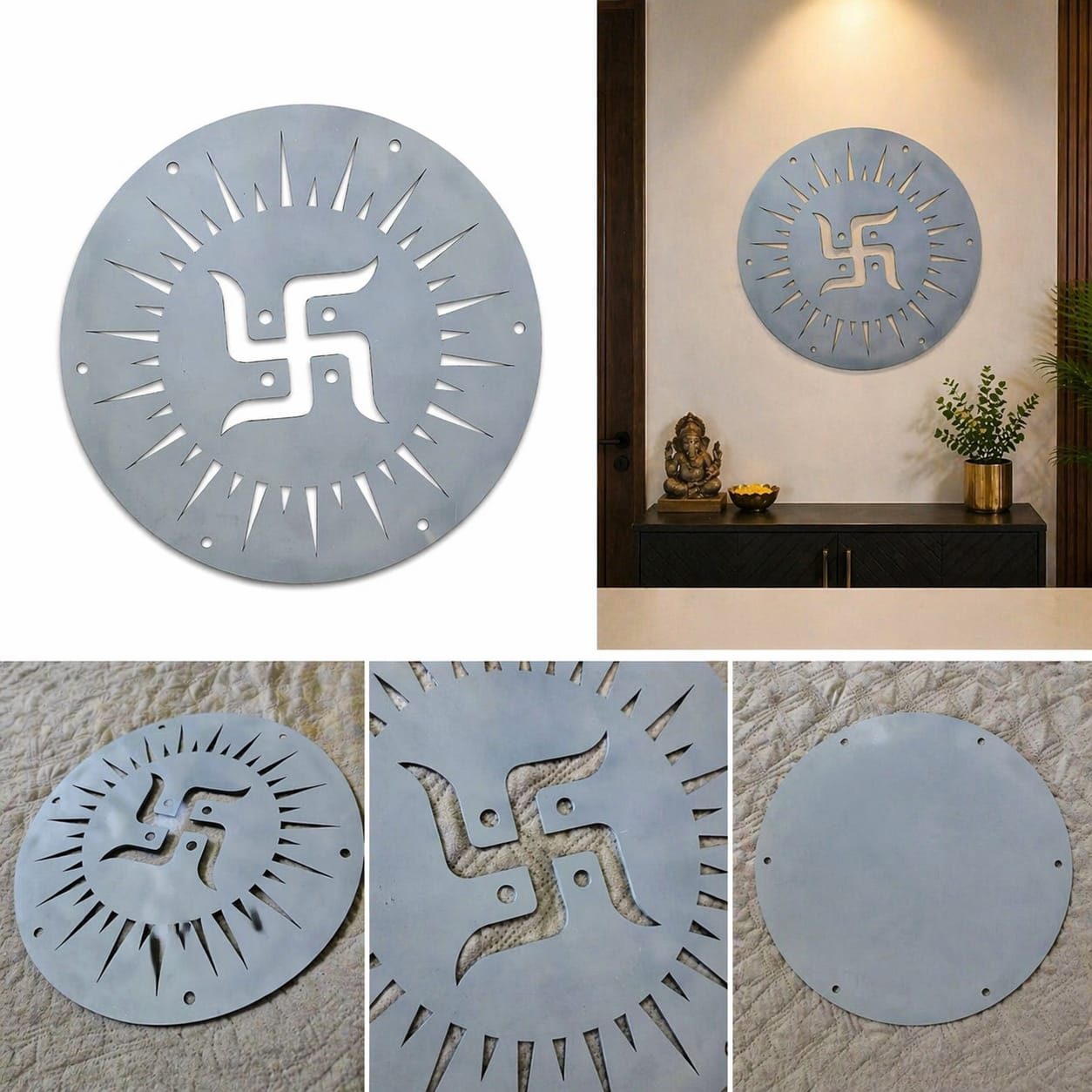 Metal Swastik Wall Hanging | Spiritual Vastu Décor for Home & Temple