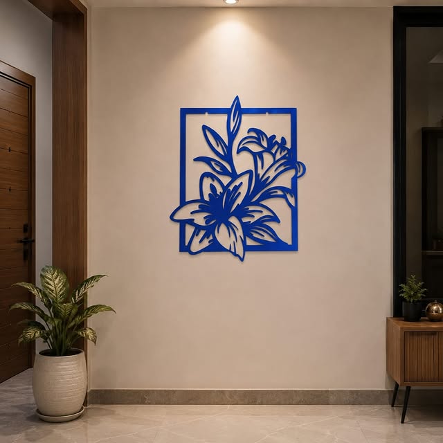 FLOWER ON WALL WITH METALIC FINISH